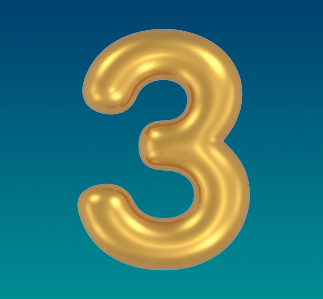 Number Background - #3 Dark Blue & Teal Gradient