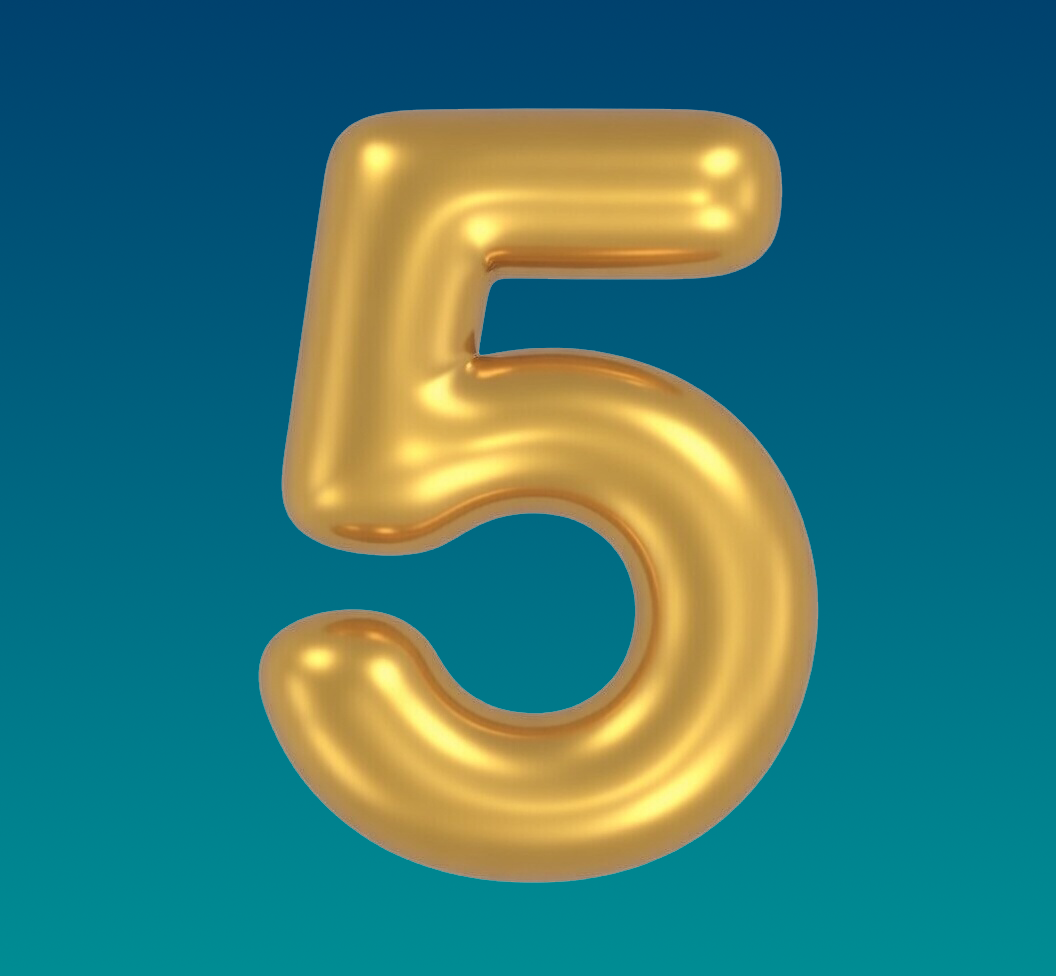 Number Background - #5 Dark Blue & Teal Gradient